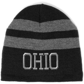 Custom Striped Beanie for Men & Women Ohio State USA America A Embroidery