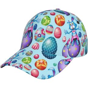 Bunny Hat, Easter Holiday Baseball Hat, Rabbit Baseball Cap, Funny Easter Bunny Eggs Adjustable Hats for Women Men