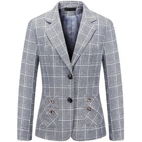 MODFUL Womens Plaid Business Blazer Office Elegant Slim Fit Long Sleeve Blazer Jacket