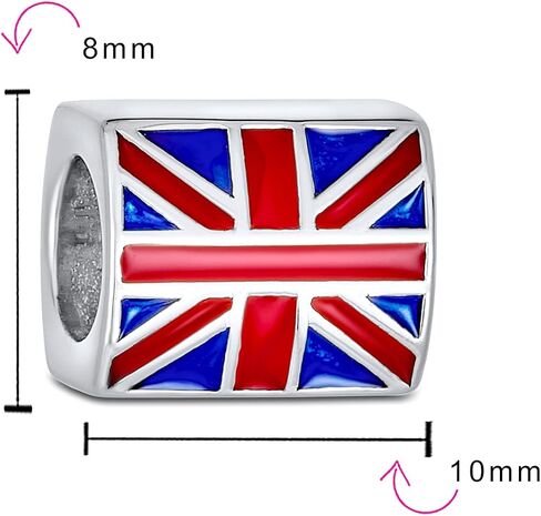 Travel Tourism England France Words Heart I Love Paris London Piccadilly Double Decker Bus Vacation British Flag Tea Cup Charm Bead For Women Teen Enamel .925 Sterling Silver Fit European Bracelet in Saudi Arabia