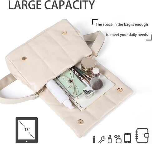 VODIU Puffer Tote Bag Quilted Shoulder Handbag Purse Designer Crossbody Bags For Women in Kuwait