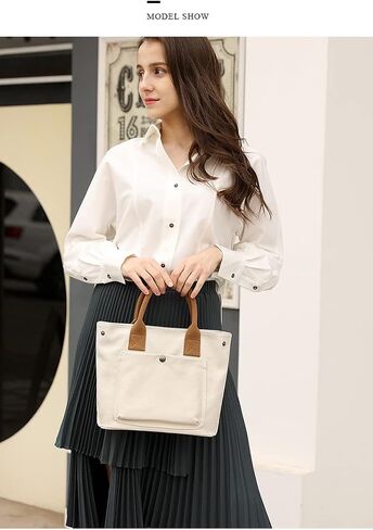 Tuobo Tote Bag Women Small Satchel Bag Handbag Stylish Tote Handbag for Women Canvas Hobo Bag Fashion Crossbody Bag Handbag Bag, White in Saudi Arabia