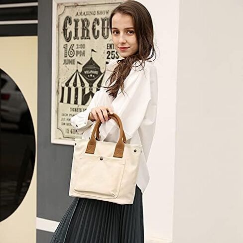 Tuobo Tote Bag Women Small Satchel Bag Handbag Stylish Tote Handbag for Women Canvas Hobo Bag Fashion Crossbody Bag Handbag Bag, White in Saudi Arabia
