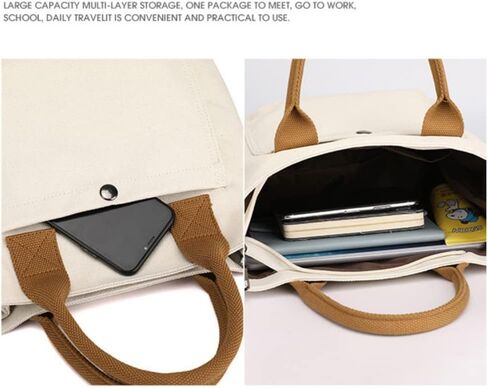 Tuobo Tote Bag Women Small Satchel Bag Handbag Stylish Tote Handbag for Women Canvas Hobo Bag Fashion Crossbody Bag Handbag Bag, White in Saudi Arabia