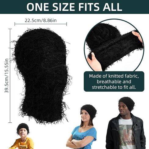 3 Pack Distressed Balaclava Ski Mask, Knitted Full Face Mask Windproof Shiesty Distress Mask Beanie Cap in Saudi Arabia