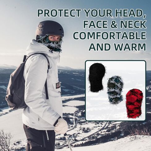 3 Pack Distressed Balaclava Ski Mask, Knitted Full Face Mask Windproof Shiesty Distress Mask Beanie Cap in Saudi Arabia