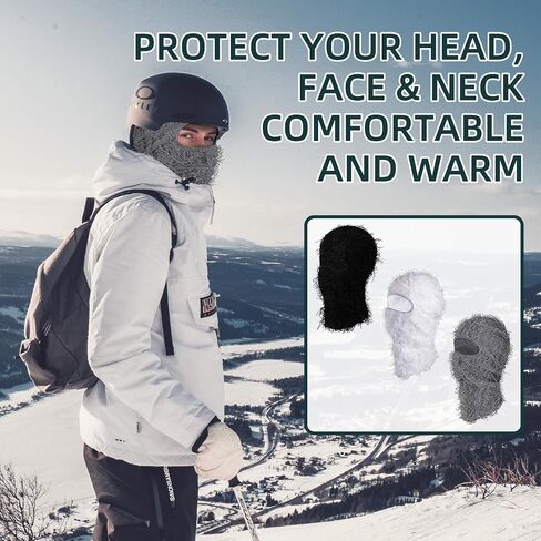 3 Pack Distressed Balaclava Ski Mask, Knitted Full Face Mask Windproof Shiesty Distress Mask Beanie Cap in Saudi Arabia