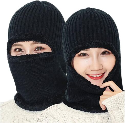 Winter Warm Elastic Soft Ear Protection Knitted Scarf hat Fleece Lined Beanie Hat for Men and Women in Kuwait