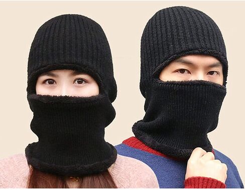 Winter Warm Elastic Soft Ear Protection Knitted Scarf hat Fleece Lined Beanie Hat for Men and Women in Kuwait