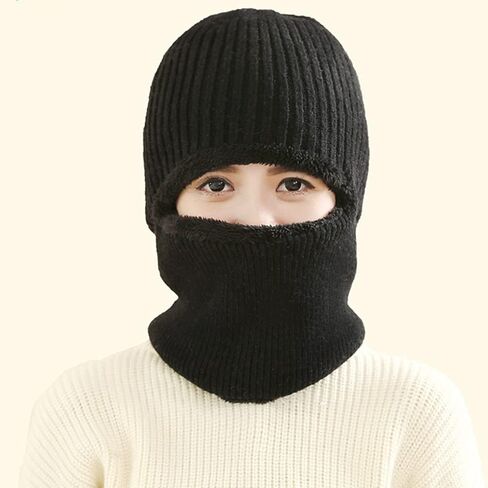 Winter Warm Elastic Soft Ear Protection Knitted Scarf hat Fleece Lined Beanie Hat for Men and Women in Kuwait