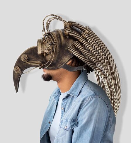 قناع Steampunk Plague Doctor ذو الشعر المعدني ومنقار الطيور in Kuwait
