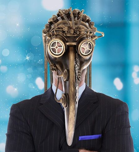 قناع Steampunk Plague Doctor ذو الشعر المعدني ومنقار الطيور in Kuwait