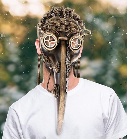 قناع Steampunk Plague Doctor ذو الشعر المعدني ومنقار الطيور in Kuwait