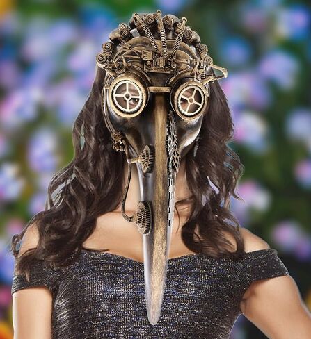 قناع Steampunk Plague Doctor ذو الشعر المعدني ومنقار الطيور in Kuwait