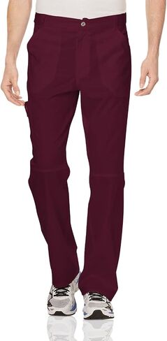 Cherokee Men Scrubs Set Workwear Revolution WW690 Tuckable V-Neck Top & WW140 Fly Front Pant, Wine- S Top/S Pant in Saudi Arabia