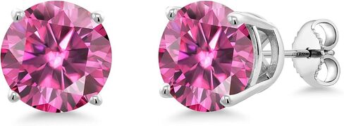 أقراط من الفضة الإسترلينية عيار 925 من Gem Stone King للنساء (6.86 قيراط، مستديرة 10 مم) in Saudi Arabia
