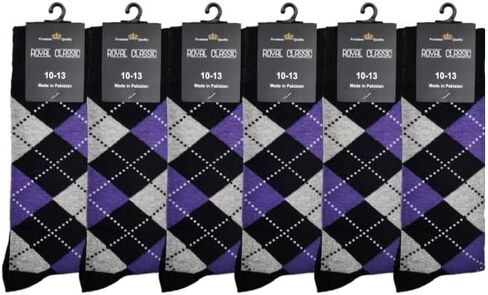 Royal Classic MENS ARGYLE DRESS SOCKS GROOMSMEN WEDDING 6-PAIRS 10-13 PINK - PURPLE - BURGUNDY in Saudi Arabia