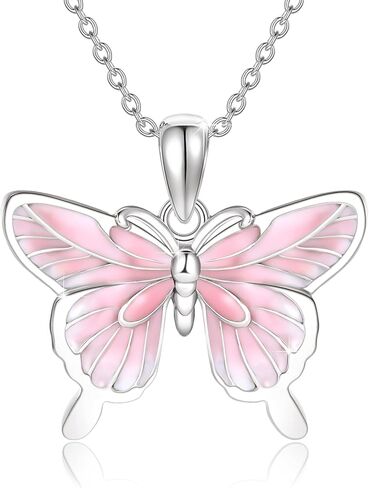 ConBo Butterfly Necklace for Women 925 Sterling Silver Pink Butterfly Pendant Necklace Animal Jewelry Gifts for Girls Mom Birthday Christmas in Kuwait