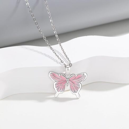 ConBo Butterfly Necklace for Women 925 Sterling Silver Pink Butterfly Pendant Necklace Animal Jewelry Gifts for Girls Mom Birthday Christmas in Kuwait