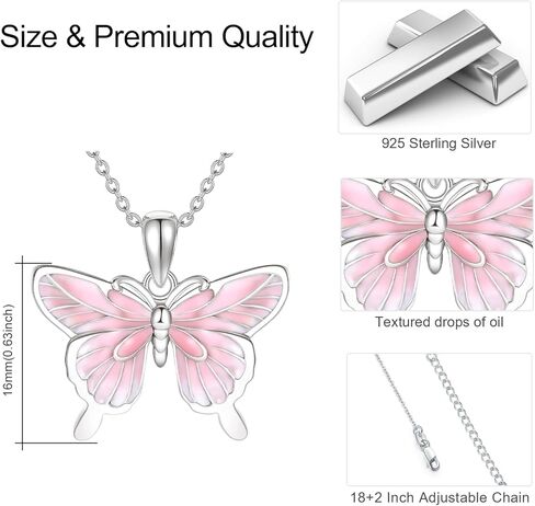 ConBo Butterfly Necklace for Women 925 Sterling Silver Pink Butterfly Pendant Necklace Animal Jewelry Gifts for Girls Mom Birthday Christmas in Kuwait