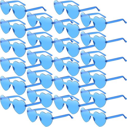Macarrie 24 Pairs Heart Shape Rimless Sunglasses Transparent Love Fun Sunglasses Color Frameless Glasses Party for Women in Saudi Arabia