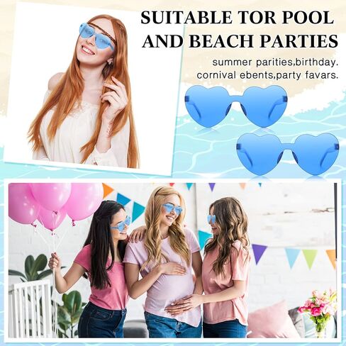 Macarrie 24 Pairs Heart Shape Rimless Sunglasses Transparent Love Fun Sunglasses Color Frameless Glasses Party for Women in Saudi Arabia