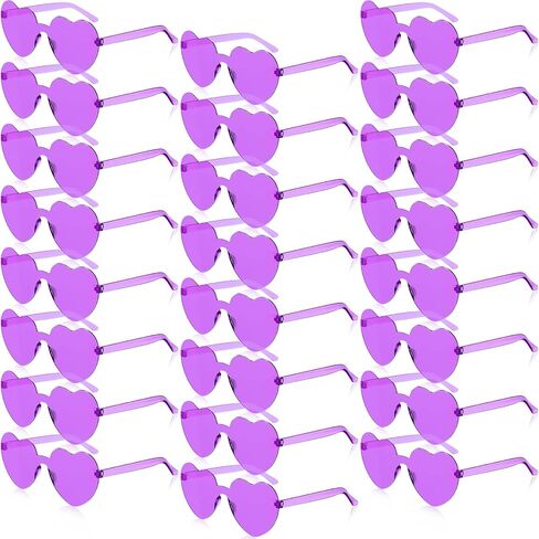 Macarrie 24 Pairs Heart Shape Rimless Sunglasses Transparent Love Fun Sunglasses Color Frameless Glasses Party for Women in Saudi Arabia