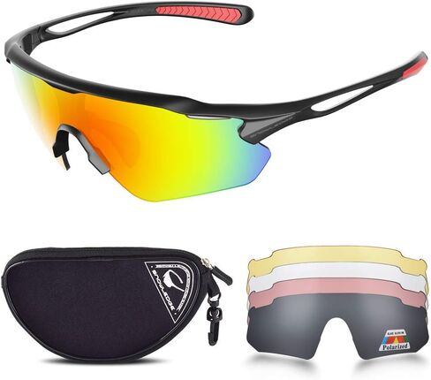 Cycling Glasses with Interchangeable Lenses, Mens Womens Polarized Sports Sunglasses, Running Baseball Cricket Sunglasses in Kuwait