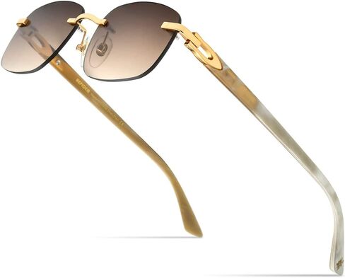 نظارات شمسية من HEPIDEM 100% بوفالو هورن للرجال، نظارات شمسية مربعة بدون إطار in Kuwait