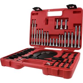 ABN Harmonic Balancer Installer Set - 21pc Master Harmonic Balancer Install Tool Kit with Stud Bolt, Thrust Nut, SAE Metric Adapters, Long Rods for Installation of Balancers, Pulley, Crank Threads