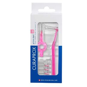 Curaprox CPS 06 Prime Start Interdental Brushes Set, 5 interdental Brushes CPS 06 Prime + 1 Holder UHS 409 + 1 Holder UHS 470, 0.6 mm to 2.2 mm, Turquoise