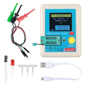 LCR-T7 Transistor Tester TFT Diode Triode Capacitance Meter LCR ESR Meter for Measuring Triodes Diodes Resistors Capacitors, Inductors, Thyristors