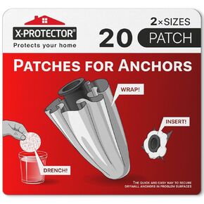 X-Protector Patches for Anchors - 20 PCS Standard Size - Loose Wall Anchor Fix Pad - Dry Wall Anchor Repair Pads - Plaster Wall Anchors - Wall Anchors Repair Patches to Keep Them in Place!
