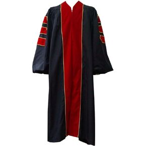 Doctoral Robe Unisex Deluxe Red Velvet Gold Piping