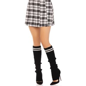 Leg Avenue Womens Ribbed Stirrup Leg Warmers With Athletic StripeTights