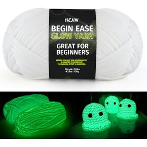 120g Glow in The Dark Yarn for Crocheting and Knitting; 120m(144yds) Yarn for Beginners with Easy-to-See Stitches; Worsted-Weight Medium #4; Yarn for Beginners Crochet Kit Making