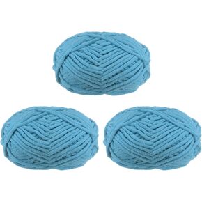 3Skeins شنيل غزل بطانية غزل 3x100 جرام/10.5 أوقية قياس 5 # بوليستر ضخم حياكة ناعمة لنسيج الكروشيه قبعة وشاح، بيج، 3x68 م (223 ياردة)