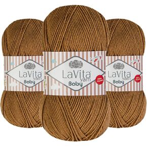 Lavita Baby Premium Anti-Pill 3 Pack of 100gr/3,5oz - 100% Acrylic Yarn for Knitting & Crocheting – Soft - Hypoallergenic - Machine - Washable & Ideal for Baby & Adult Projects 820 yd - 10.5 oz in Saudi Arabia