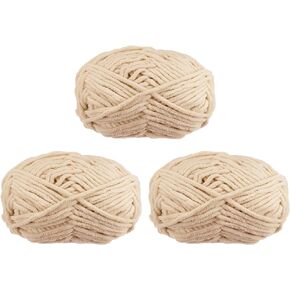 HARFINGTON 3Skeins Chenille Yarn Blanket Yarn 3x100g/10.5oz Gauge 5# Bulky Polyester Soft Knitting for Crochet Weaving Bag Scarf Hat, Apricot, 3x68m(223yds)
