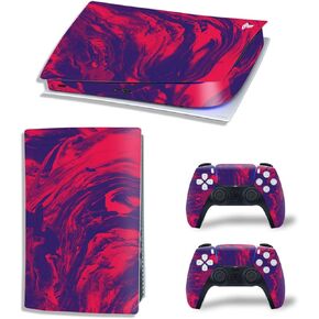 غلاف الإصدار الرقمي من PS5 لوحدة التحكم وأجهزة التحكم، وأغلفة ملصق الفينيل لـ Play-Station 5، وغطاء لاصق ملتف ملحقات واقية للإصدار الرقمي من PS5 (رخام أبيض)
