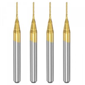 uxcell End Mill CNC Router Bits, 1/8" 3.175mm Shank 0.5mm x 4mm Titanium Coated Tungsten Carbide Engraving Milling Cutter for PCB Plastic Fiber Wood 4pcs