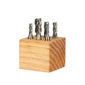HHIP 8000-0002 4 Flute High Speed Steel End Mill Set, 6 Piece, 3/8" Shank