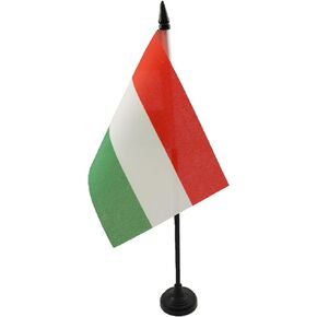 AZ FLAG Hungary Table Flag 4'' x 6'' - Hungarian Desk Flag 15 x 10 cm - Black Plastic Stick and Base