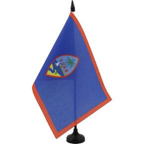 AZ FLAG Guam Table Flag 5'' x 8'' - Guamanian Desk Flag 21 x 14 cm - Black Plastic Stick and Base