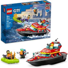 LEGO City Fire Rescue Boat 60373, Toy Floats on Water, with Jetpack, Dinghy and 3 Minifigures, Everyday Hero Toys for Kids, Boys and Girls Ages 5+