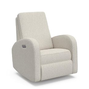 Storkcraft Santa Monica Power Recliner Swivel Glider (Ivory Boucle) - معتمد من GREENGUARD Gold، رغوة معتمدة من CertiPUR-US، استلقاء كهربائي بدون جهد، شاحن USB-A وUSB-C