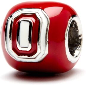 Ohio State Buckeye Charms for Bracelets - Scarlet Block O and Buckeye Leaf Bead - Hypoallergenic Stainless Steel Charms - OSU Football Gifts in Saudi Arabia
