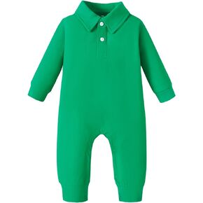 DEFAHN Baby Boy Polo Romper Short Sleeve Solid Bodysuit Jumpsuit Collared Onsies Pique Infant One-Piece Outfit