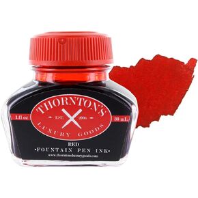 زجاجة حبر قلم حبر فاخر من Thornton's Luxury Goods 30 مل | كتابة سلسة خالية من العيوب | مناسب لجميع العلامات التجارية وأقلام الخط | اللوازم المكتبية (الأحمر) in Kuwait