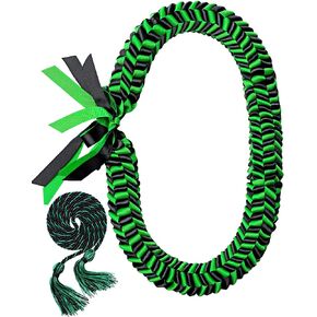 Cindeer Graduation Leis 2024 Graduation Ribbon Lei Graduation Cap Headband Graduation Honor Cords Class of 2024 Graduation Gift Braided Necklace for Men and Women Party Accessories(Black and Gold)